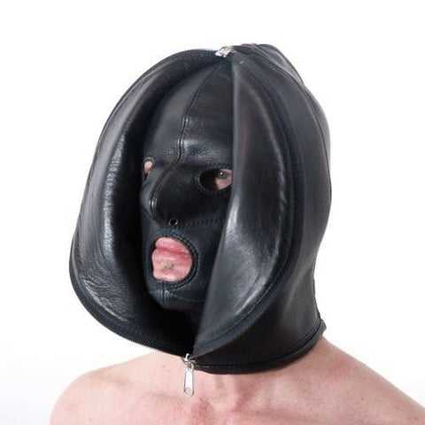 "Double Face" Zipped Leather Tight Hood - Fetters