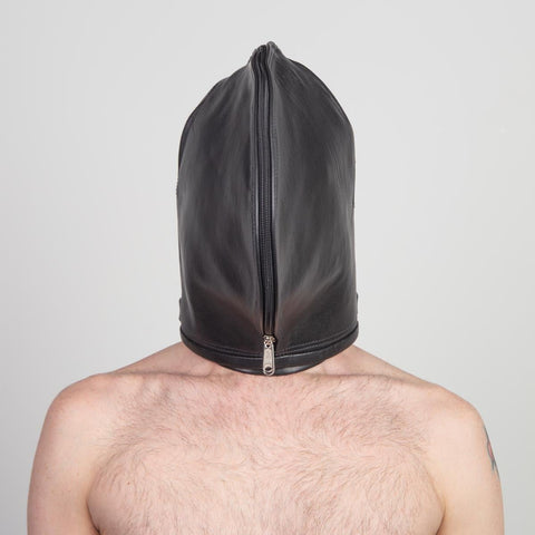 "Double Face" Zipped Leather Tight Hood - Fetters