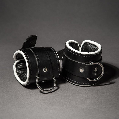 Piped Leather Ankle Cuffs - Fetters