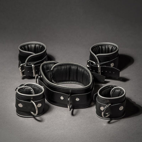 Piped Leather Restraint Set - Fetters