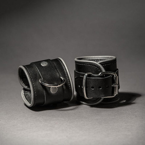 Piped Leather Wrist Cuffs - Fetters