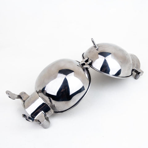 Stainless Steel Ball Mitts - Snap Shut Locks & Grab Handle - Fetters