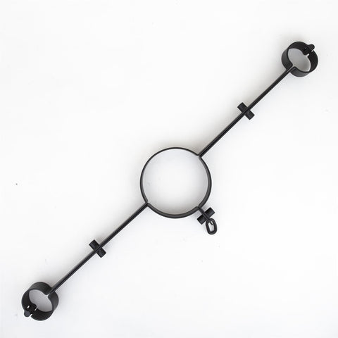 Steel wrist to neck restraint, Black - Fetters