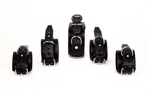 Classic Leather Restraint Set - Collar, Wrist and Ankle Cuffs