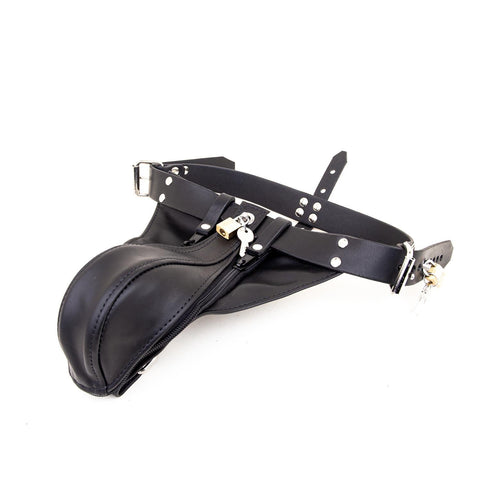 Locking Leather Chastity Jock - Fetters