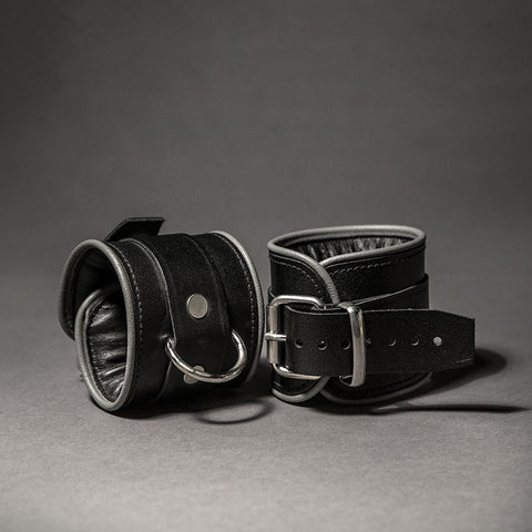 Piped Leather Ankle Cuffs - Fetters